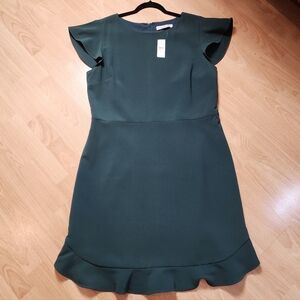 Size 16 Tall NWT‎ Ann Taylor Loft Green Flutter-Sleeve Knee Length Dress 16T